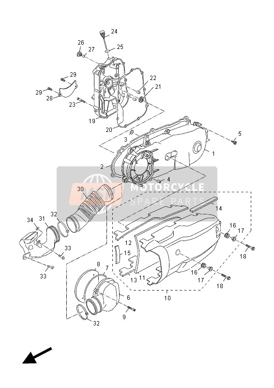 Yamaha YP125R 2013 KURBELGEHÄUSEABDECKUNG 1 für ein 2013 Yamaha YP125R